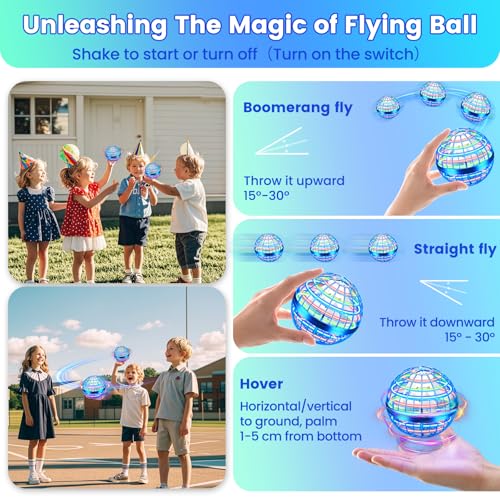 NWLAEWR Flying Orb Ball Toy, 2026 Upgrade Hand Controlled Hover Ball with LED Lights, 360° Rotating Boomerang Globe Cool M...