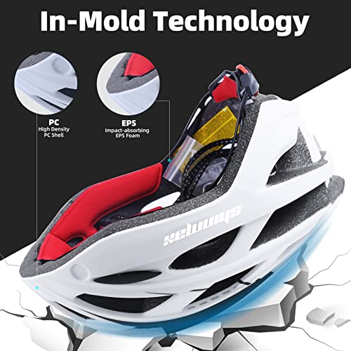 Shinmax Bike Helmet, CPSC/CPC Bike Helmet for Adult Men Women with Magnetic Goggles&Led Back Light Cycling Helmet Adjustab...