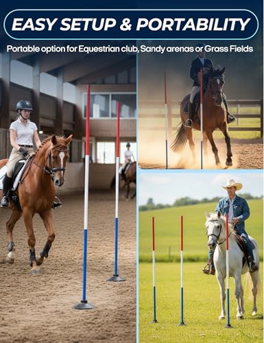 inoreal 6 Pcs 6FT Pole Bending Poles for Horses, Adjustable Equestrian Sports Training Equipment for Horses, Agility Poles...