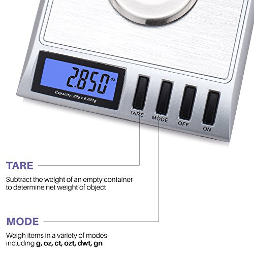 Smart Weigh GEM20-20g x 0.001 Grams, High Precision Digital Milligram Jewelry Scale, Reloading, Jewelry and Gems Scale, Ca...