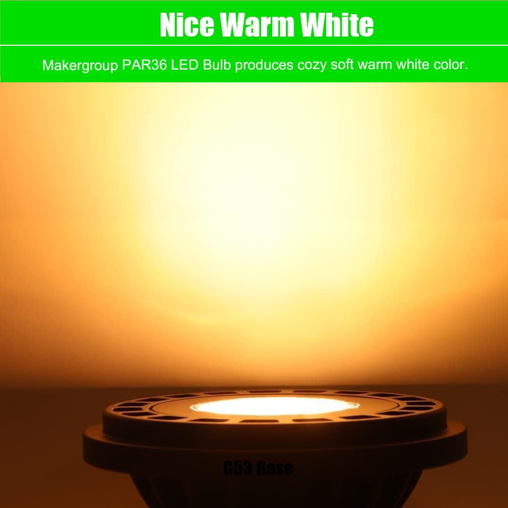 Makergroup Par36 Landscape Led Light Bulb 7W 12V Low Voltage Waterproof Spotlight For Outdoor Yard Lighting Tree Light  In-Ground Well Light  Warm White 2700-3000K