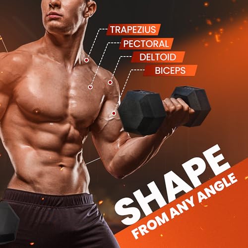 Yes4All Chrome Grip Encased Hex Dumbbells – Hand Weights With Anti-Slip 5-50 LBS Single
