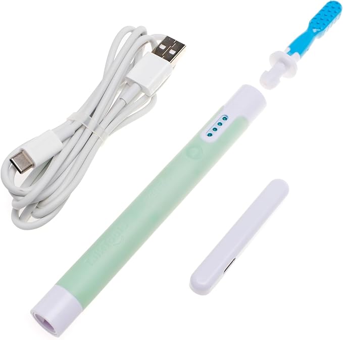 TalkTools Sensi Rechargeable Oral Sensory Therapy Tool with Soft Sensi Jaw Tips – 5-Piece Adjustable Sensory Stimulation Set for Oral Motor Awareness & Feeding Skill Development – Green
