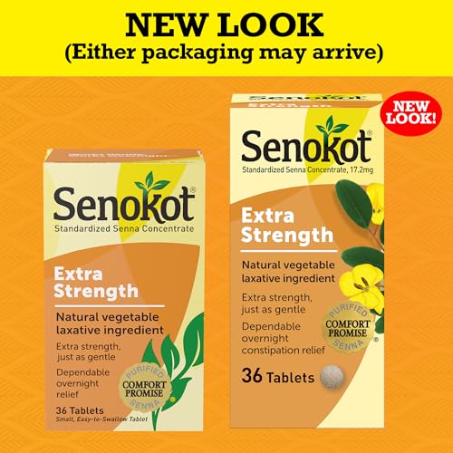 Senokot Extra Strength Senna Laxative Tablets for Constipation Relief for Adults 36 Count