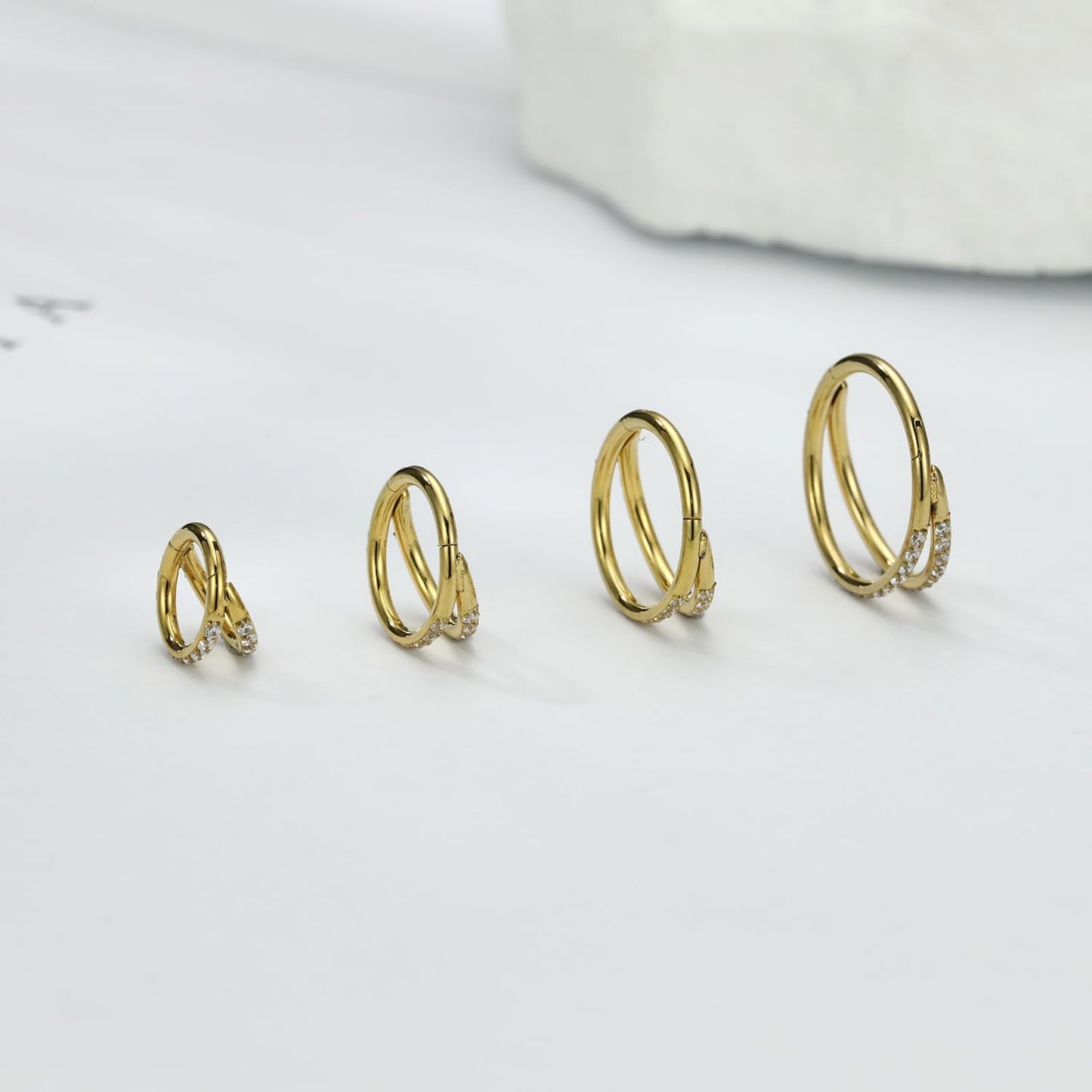 GAGABODY 20 Gauge Helix Earring Double Open Stack Hoop 6mm Hoop Earrings 20g Nose Hoop Septum Jewelry CZ Rose Gold Surgical Stee
