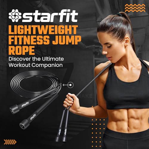 STARFIT Lightweight Jump Rope for Fitness and Exercise, Adjustable Jump Ropes with Plastic Handles, Cardio and Endurance T...