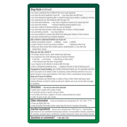 Excedrin Migraine Relief Caplets to Alleviate Migraine Symptoms - 200 Count