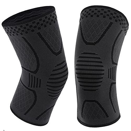 Double Couple 2 Pack Copper Knee Brace Knee Compression Sleeve Support for Men Women Knee Pain Working Out Running Sport A...