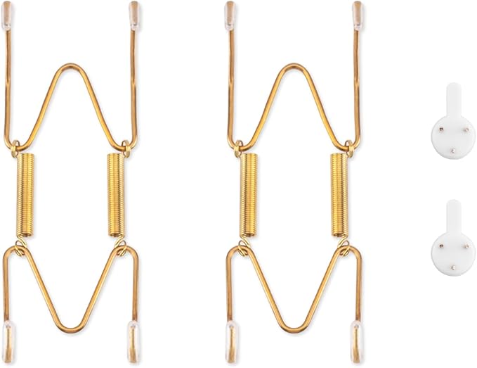 Bilillo 2 Pack Plate Hangers for The Wall, Suitable for 4-5 inch Decorative Plate, Stainless Steel Invisible Heavy Duty Wire Plate Holder with Wall Hooks, Plate Hangers for Displaying Plates