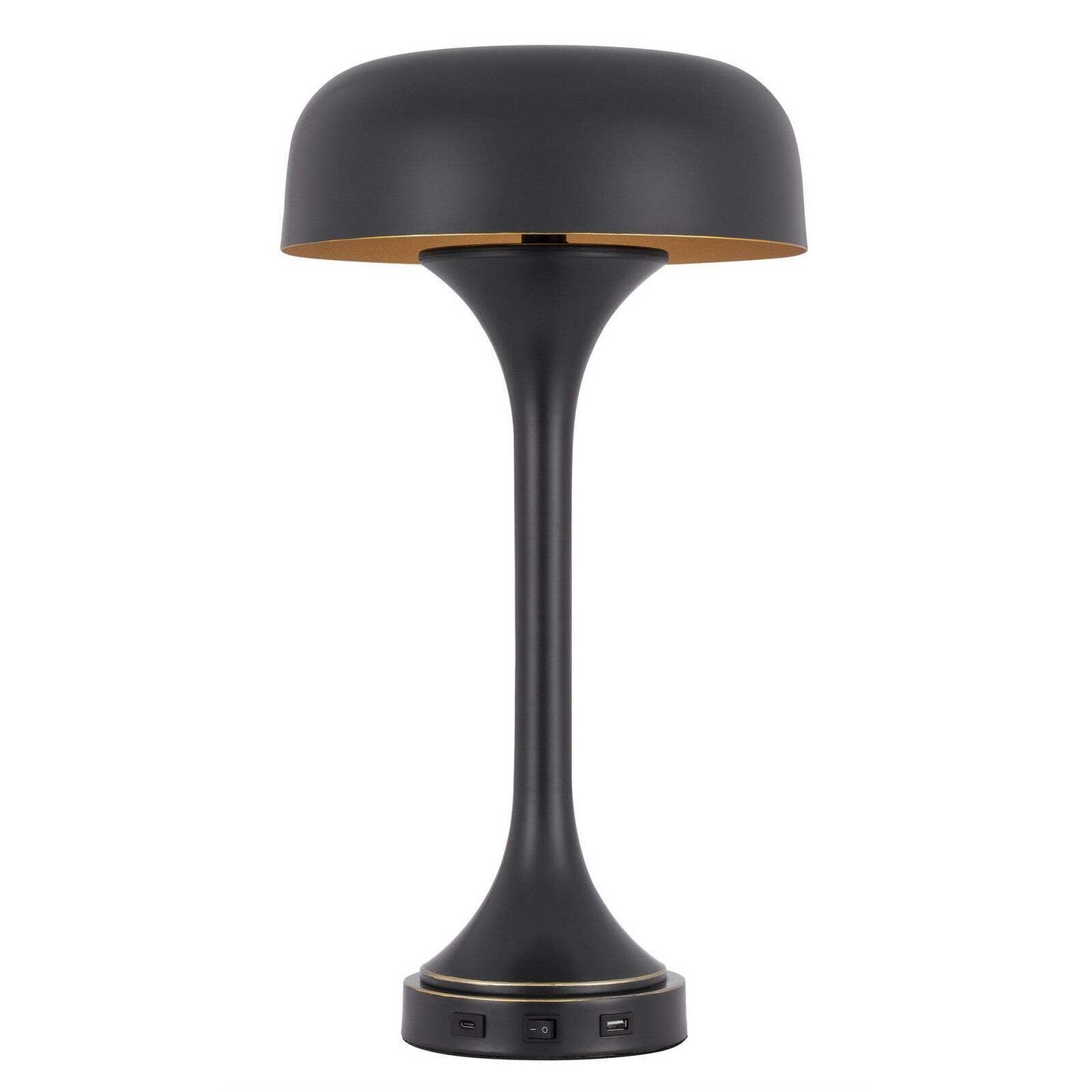 Homeroots Metal Two Light Usb Table Lamp, 22 In., Bronze Dome Shade, Model 524741