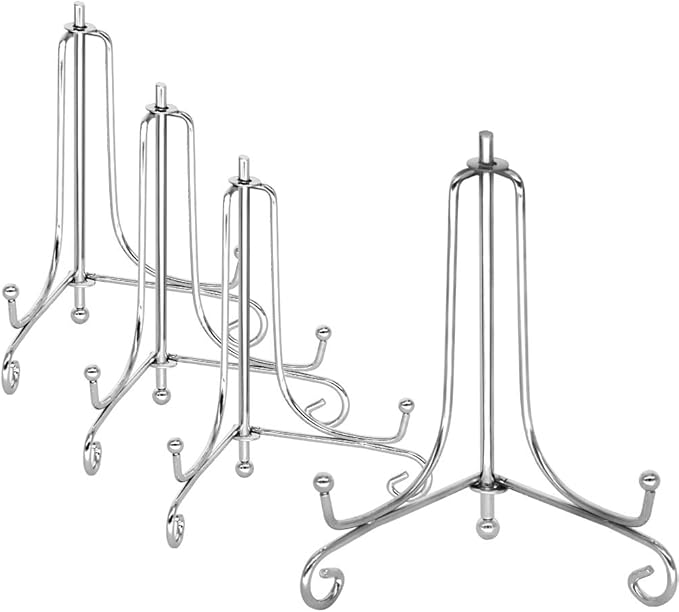 LIONWEI LIONWELI 4 Inch Silver Iron Plate Stand Holder Easel Display Stand for Plate?Picture?Photo and More,4 pcs.