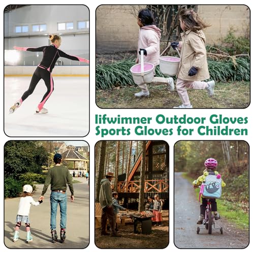 lifwimner Kids Winter Cycling Gloves Touchscreen Thermal Fleece Sports Gloves for Boys Girls Anti-Slip Outdoor Gloves for ...