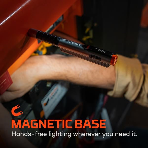 NEBO Larry 500 Flex Work Light | 500 Lumens, 6 Light Modes, Compact, Rechargeable COB Light & Mini LED Flashlight, Powerful Magnetic Base, Waterproof, Includes USB Charging Cable