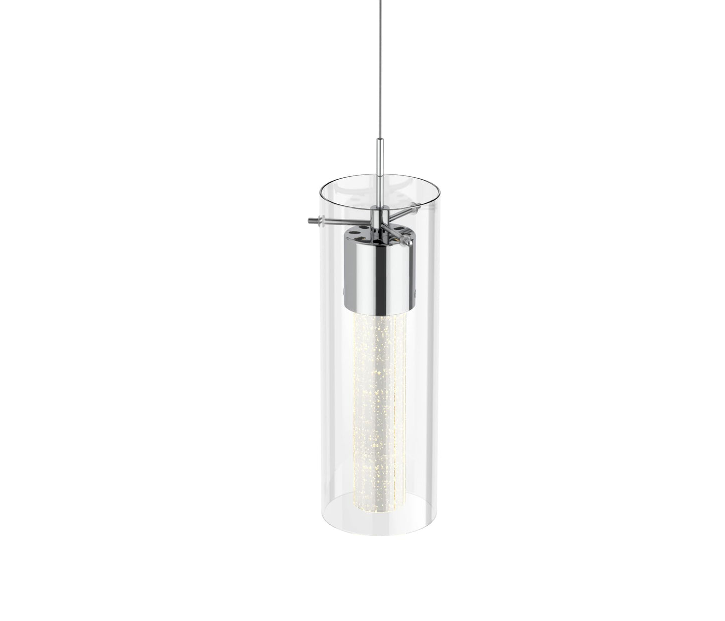 Tawson 1-Light Pendant Ceiling Light Fixture, Integrated Led, Silver Bubble Glass, Model 12710, Ideal For Kitchen, Hallway, Dining Room