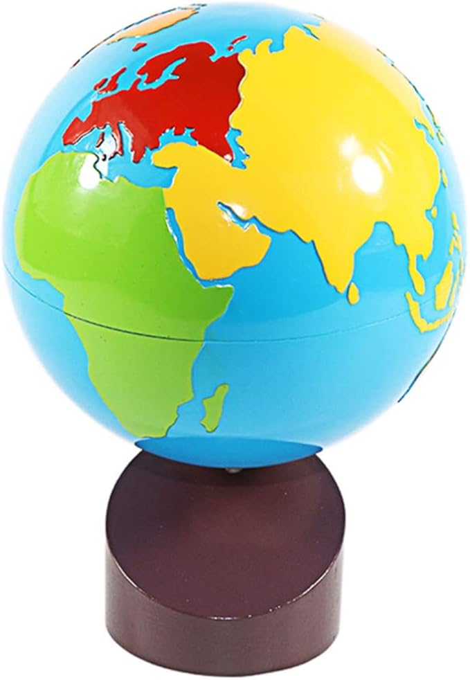 Montessori Geography Materials Globe of World Parts/Continents Preschool Early Educational Equipment Kids Culture Learning Toys Know World Globe (Yellow)