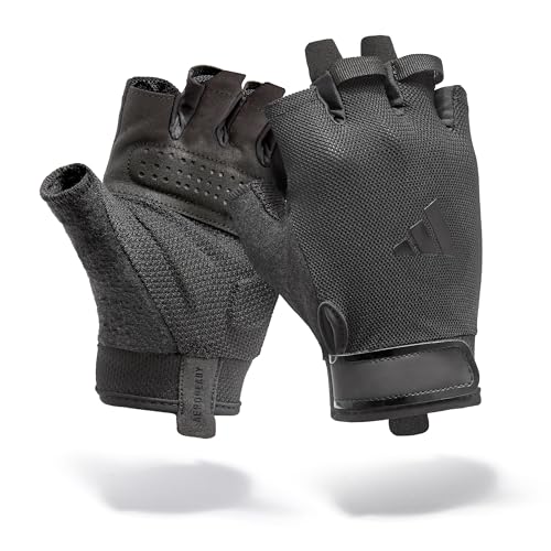 Adidas Essential Training & Weightlifting Gloves, Fingerless Workout Gloves