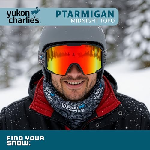 Yukon Charlie’s Adult Snow Goggles - Cylindrical Lens Ski Goggles - Boosted Contrast, Reduced Glare, Anti-Fog