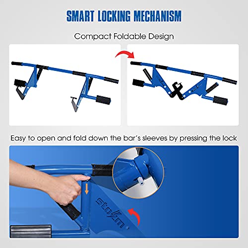 STOZM MultiEx Chin Up Bar – Doorway Chin Up Bar with Multiple Color Options, Push Up Capability, TPE-Protected Grip Positi...
