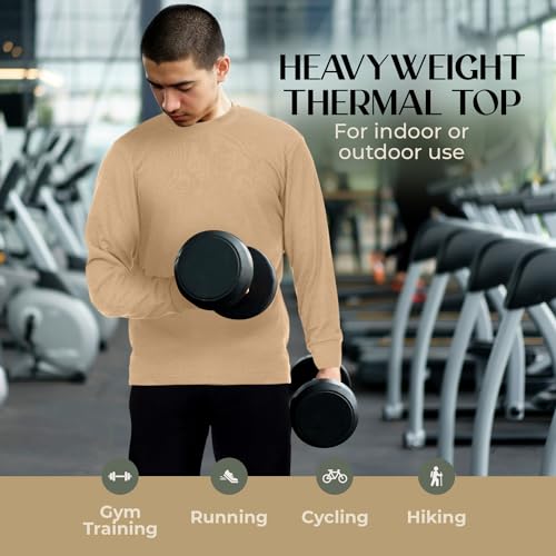 JMR Men’s Thermal Shirt Long Sleeve - Heavyweight 100% Cotton Waffle Weave Top