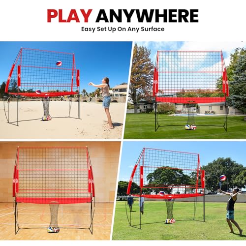Volleyball Training Equipment,Height Adjustable Volley Ball Practice Net Station for Serving, Spiking, Hitting Practice,Ea...