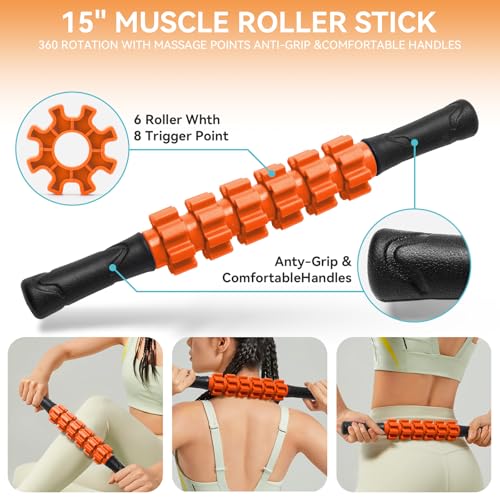 Krightlink 5 in 1 Foam Roller Set for Deep Tissue Muscle Massage, Trigger Point Fitness Exercise Foam Roller, Massage Roll...