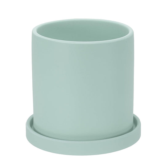 PATIKIL 5 Inch Ceramic Plant Pots, Modern Flower Planters with Drainage Holes and Tray for Decorate Home Indoor Plants Succulent Herb, Blue