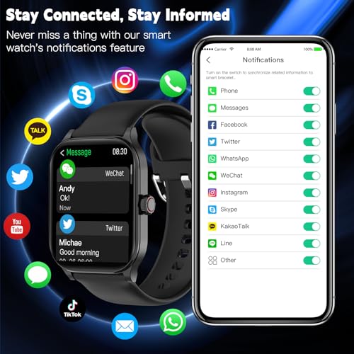 Smart Watch for Women Men(Answer/Make Call), Smartwatches with Heart Rate/SpO2/Sleep/Stress Monitor, IP68 Waterproof Activ...