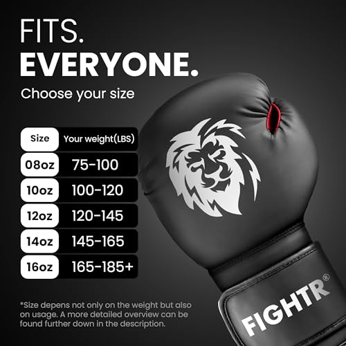 FIGHTR® Boxing Gloves - Maximum Protection & Stability | Boxing Gloves for Boxing, MMA, Muay Thai & Kickboxing | Sizes 8-1...