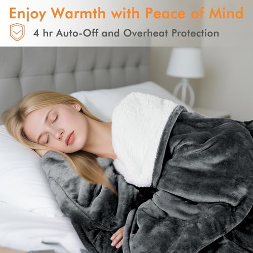 Tirrinia Heated Blanket, Wearable Electric Blanket, Sherpa Heating Blanket, Electric Throw Blanket for 5 Heating Levels, G...