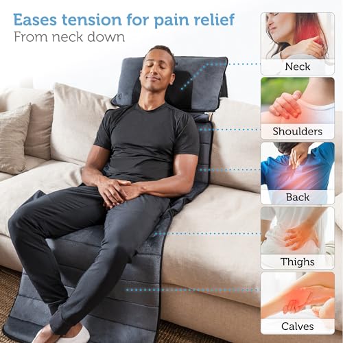 COMFIER Full Body Massage Mat with Movable Neck Pillow, 10 Vibrating Motors & 4 Heating Pads, Back Massage Pad, Father's D...