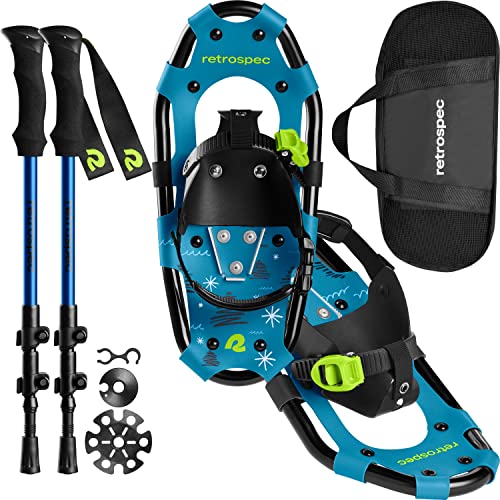 Retrospec Drifter Kids Snowshoes Bundle with Adjustable Trekking Poles - Lightweight Aluminum Hiking Sticks Collapsible fo...