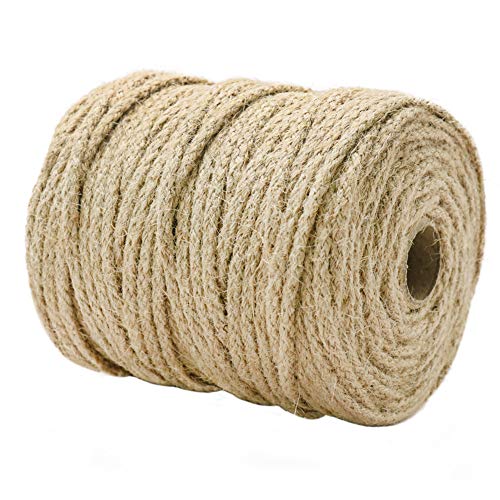 Tenn Well Jute Twine, 200Feet 3.5mm Braided Jute Rope, Natural Twine String for Crafts, Gift Wrapping, Gardening, Recyclin...