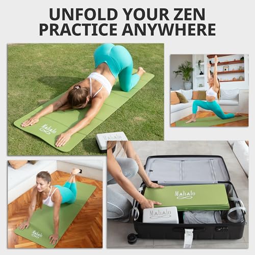 Foldable Yoga Mat + Carry Bag, 6mm 7-fold Workout Mat, Easy to Store, Anti-Slip Folding Exercise Mat for Yoga, Pilates, Ho...