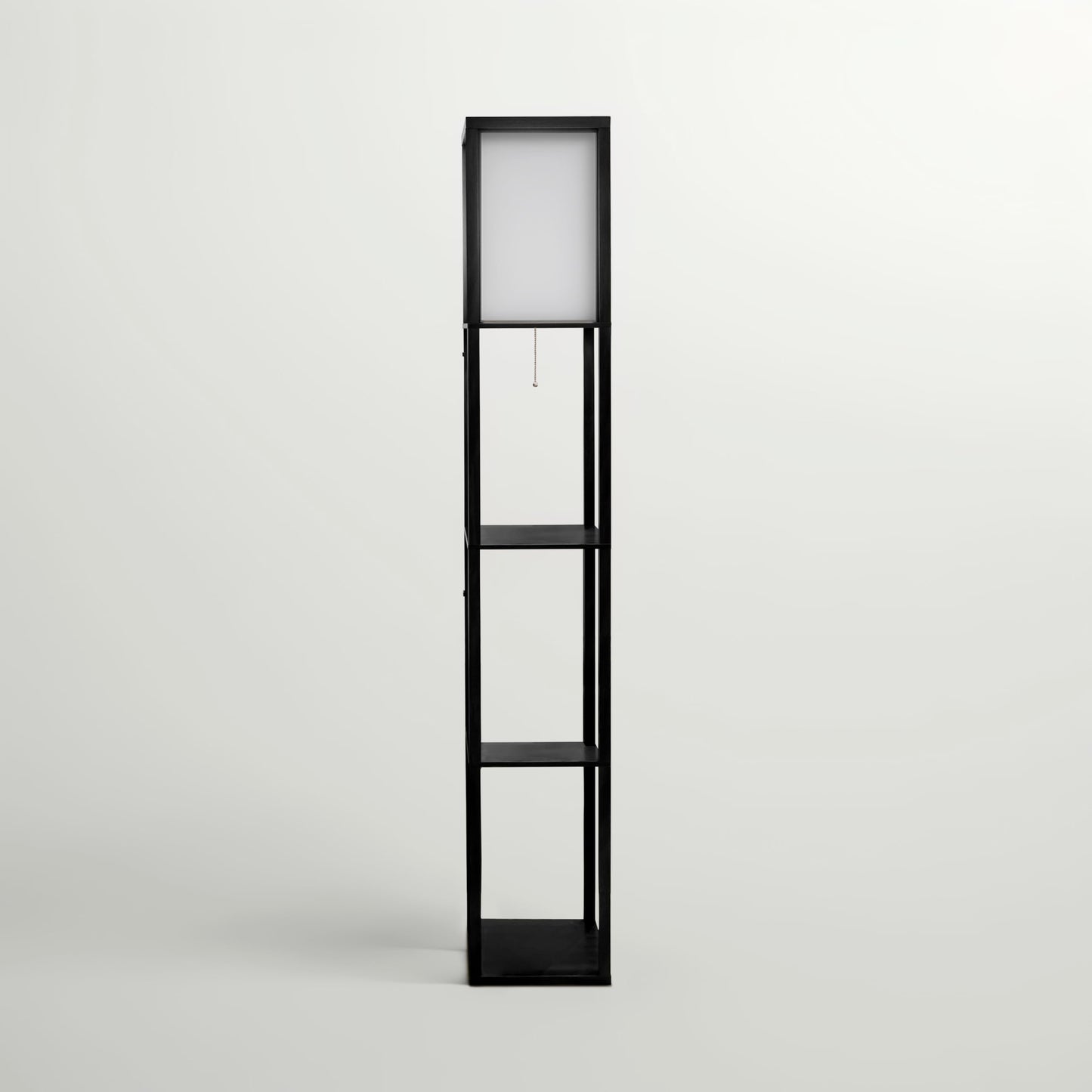 Brightech Maxwell Modern Shelf Floor Lamp, Led Bulb, Classic Black, Regular Size, Wood, Perfect For Living Room, Bedroom, Office
