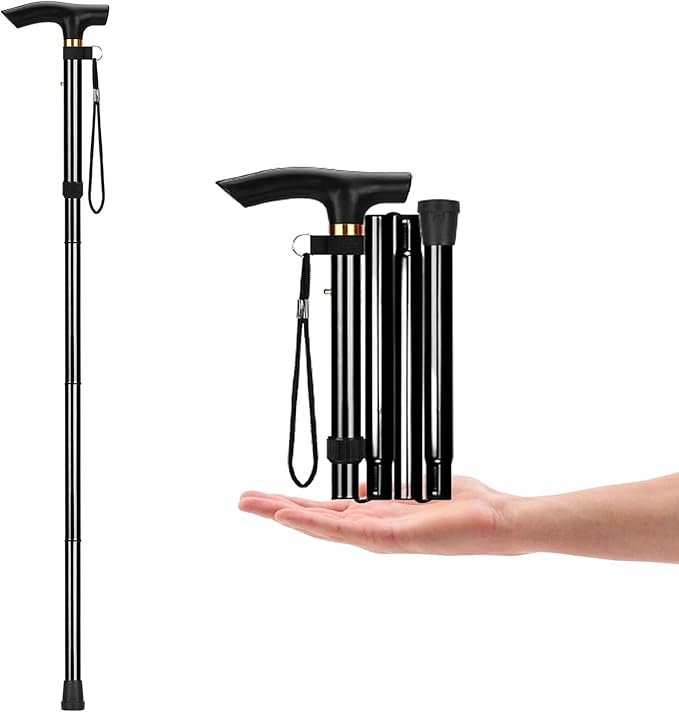 YOBOKO Aluminum Alloy Walking Sticks & Foldable Anti-Slip Hiking Stick - Length Adjustable for Elderly