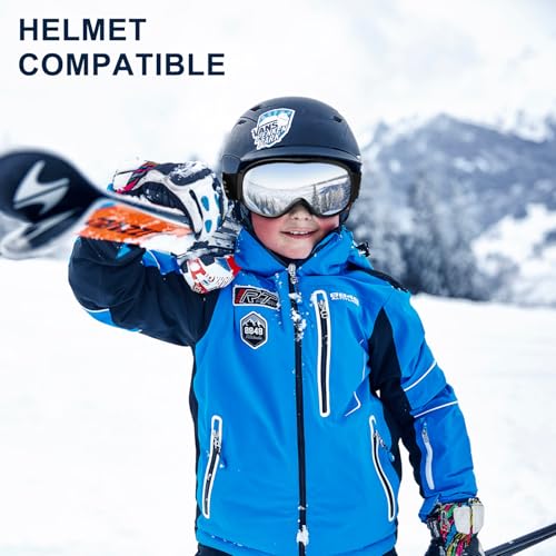 SPOSUNE Kids Ski Goggles, Kids Snowboard Goggles OTG Anti-Fog Snow Goggles for Boys Girls Youth Age 5-14