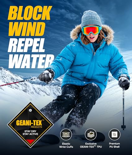 Winter Gloves Men Women Made with 3M Thinsalute, -20°F GEANI-TEX™ Waterproof Ski Gloves for Cold Weather, 5-Layer Thermal ...