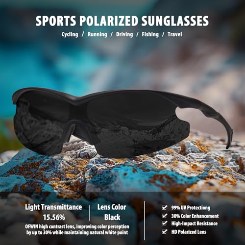 Ofwin Polarized Sports Sunglasses Men Women Fishing Hiking Cycling Wrap Around Half Frame Sun Glasses UV Protection