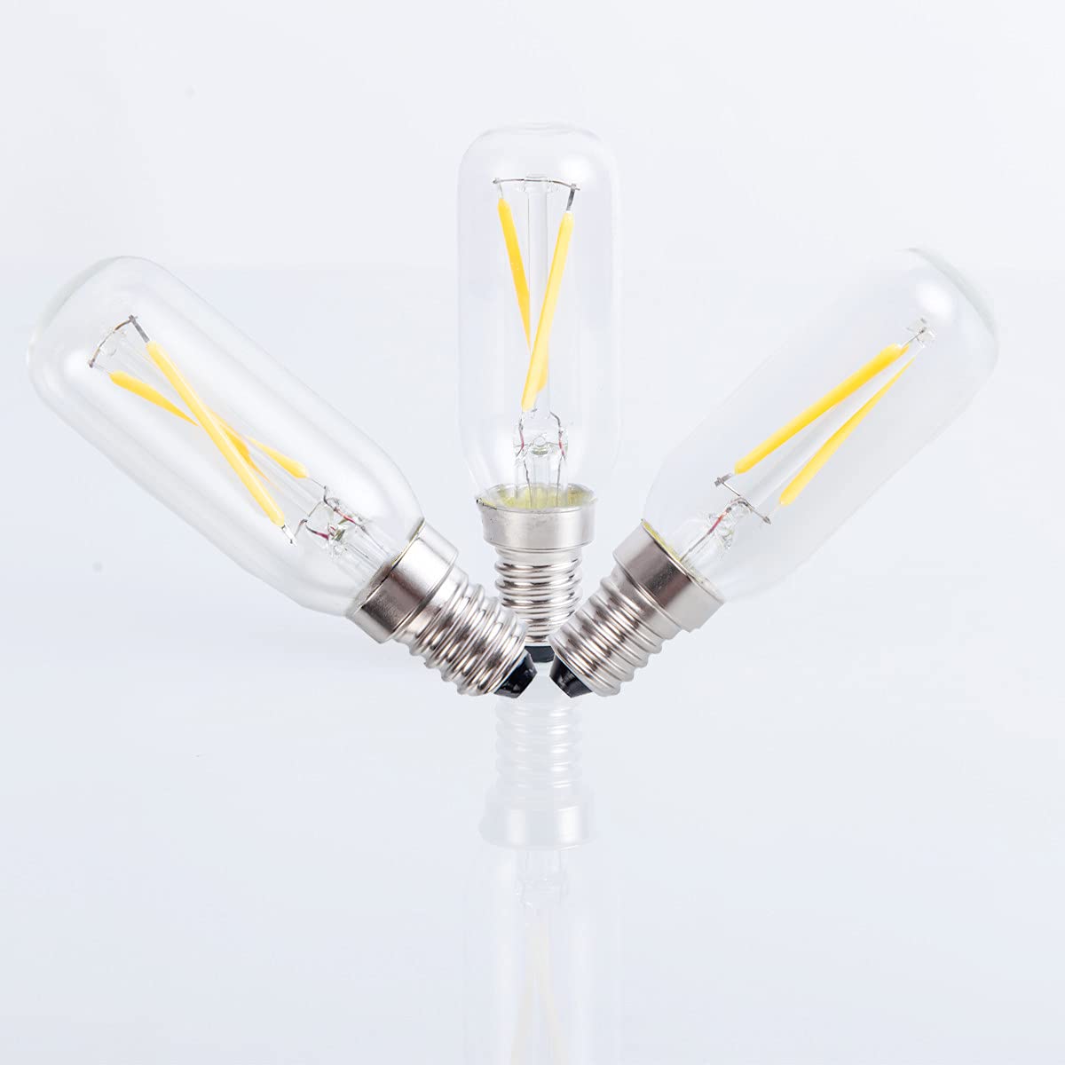 Beonllay Dimmable T6 LED Bulbs 25W E12 Filament Chandelier Light 3000K Soft White Glass 12 Pack