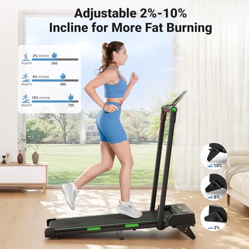 THERUN Walking Pad, 2 in 1 Foldable Treadmills for Home, 2.5HP Under Desk with Handle Bar, 16" Widened Running Belt, with ...