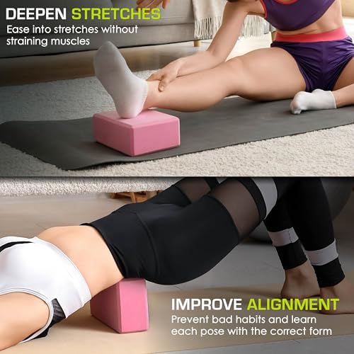 ProsourceFit Foam Yoga Blocks Set of 2, High Density EVA Yoga Bricks, Sturdy Yoga Prop Large Size 4x 6 x 9