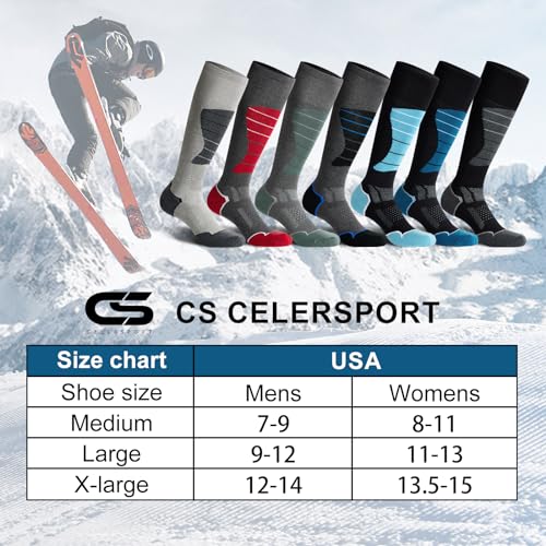 CS CELERSPORT 2/3/4 Pack Ski Socks for Men and Women Skiing, Snowboarding, Winter Performance Socks