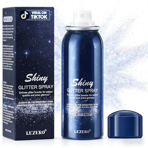 Lezero Body Glitter Spray, Temporary Shiny Hairspray for Face, Hair, Clothing, Long Lasting Quick-Drying Shimmer Mist for ...