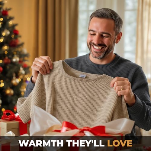 JMR Men’s Thermal Shirt Long Sleeve - Heavyweight 100% Cotton Waffle Weave Top