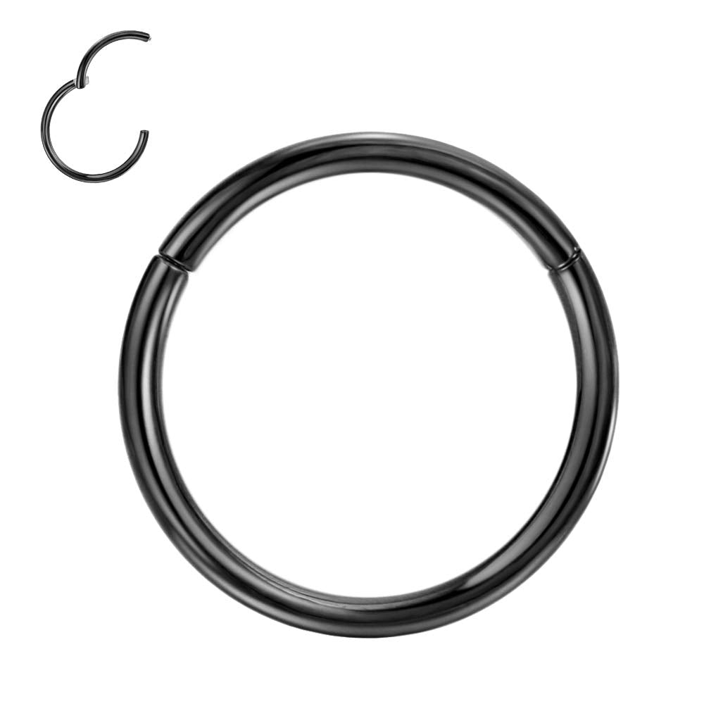 FANSING Titanium Nose Rings Black 14g Nose Hoop 13mm 14 Gauge Piercing Hoop for Cartilage Helix Septum Jewelry