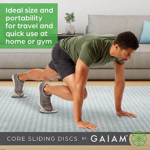 Gaiam Core Sliding Discs - Dual Sided Workout Sliders for Carpet & Hardwood Floor - Home Ab Pads Exercise Equipment Fitnes...