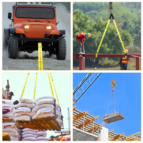 Shappy 2 Pcs 10' x 1" Lifting Sling Straps Heavy Duty Lifting Nylon Sling Web Slings Tree Saver Recovery Strap for Constru...