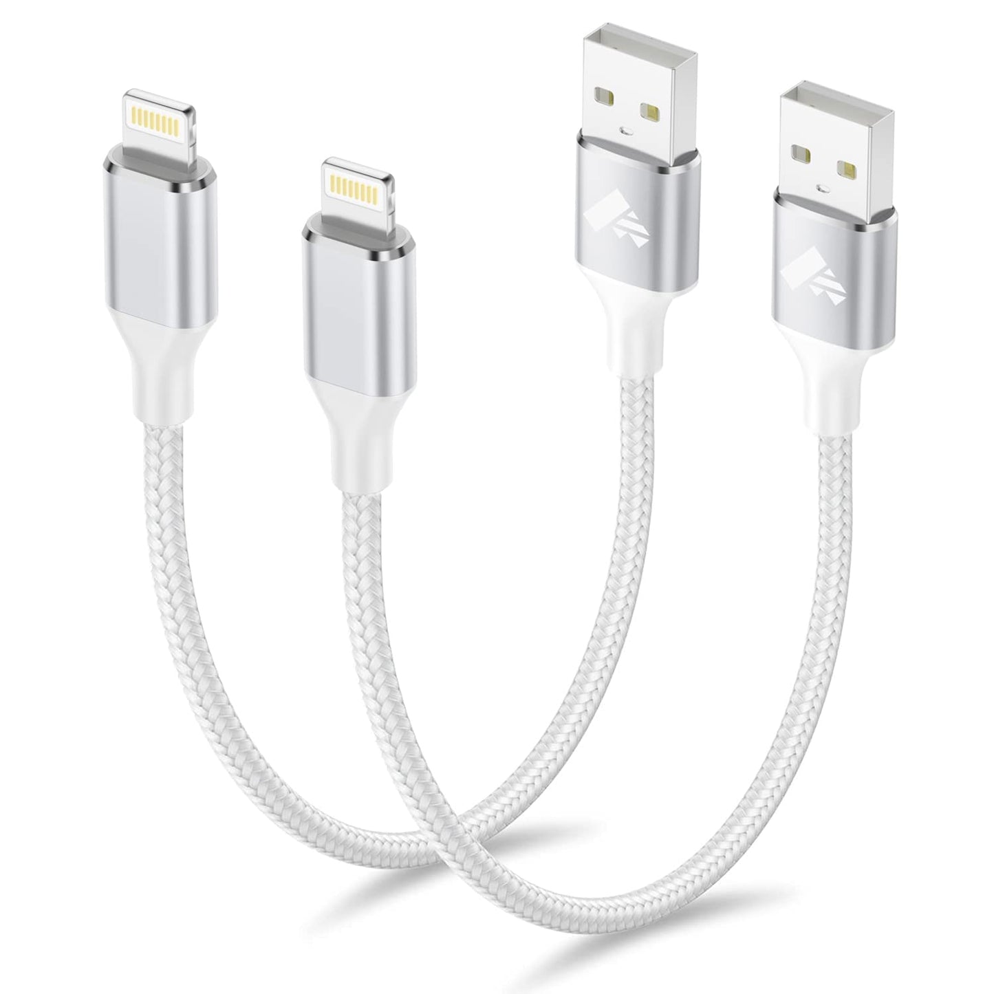 Aioneus Short Iphone Charger Cord 1Ft 2Pack, Apple Certified Usb A To Lightning Cable 1 Foot Nylon Braided Short Iphone Cable Fa
