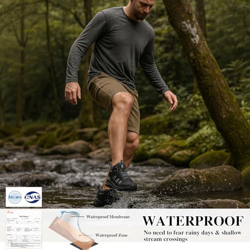Queday Waterproof Hiking Boots for Women Men Non Slip Leather Outdoor Backpacking Shoes All Terrain Lug Sole Camping Climb...