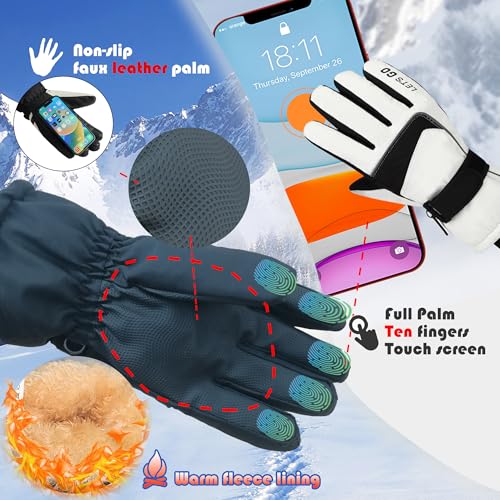 Bawnhaw Winter Ski Gloves Women Men Waterproof Touchscreen Cold Weather Windproof Anti-Slip Warm Snow Gloves for Cycling